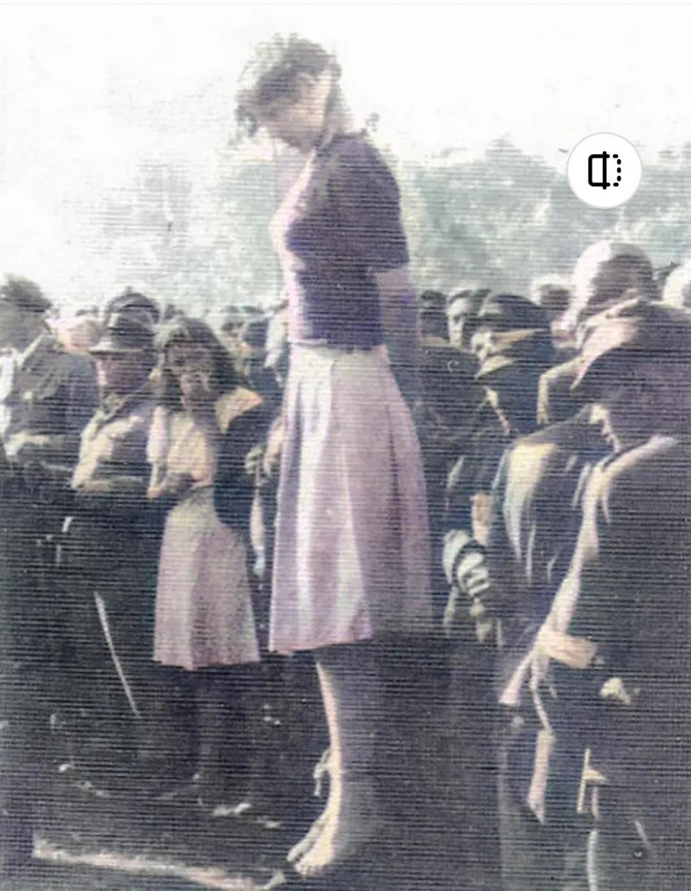 一张老照片中,有一个被吊在绞刑架子上的女看守,名字叫"jenny-wanda