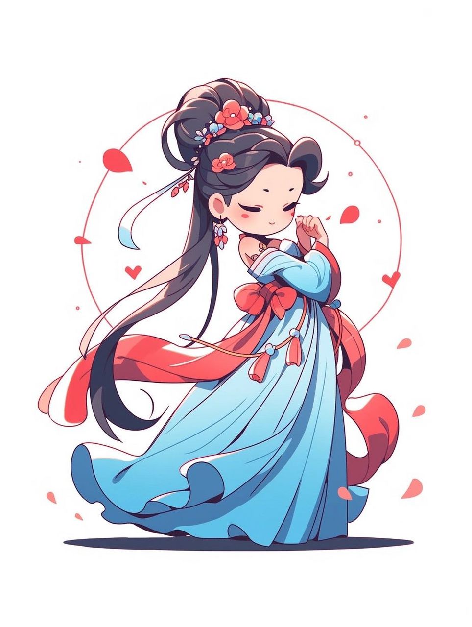 aigc插画线描q版古风 魔法参考:你的主体 de stijil, chibi style