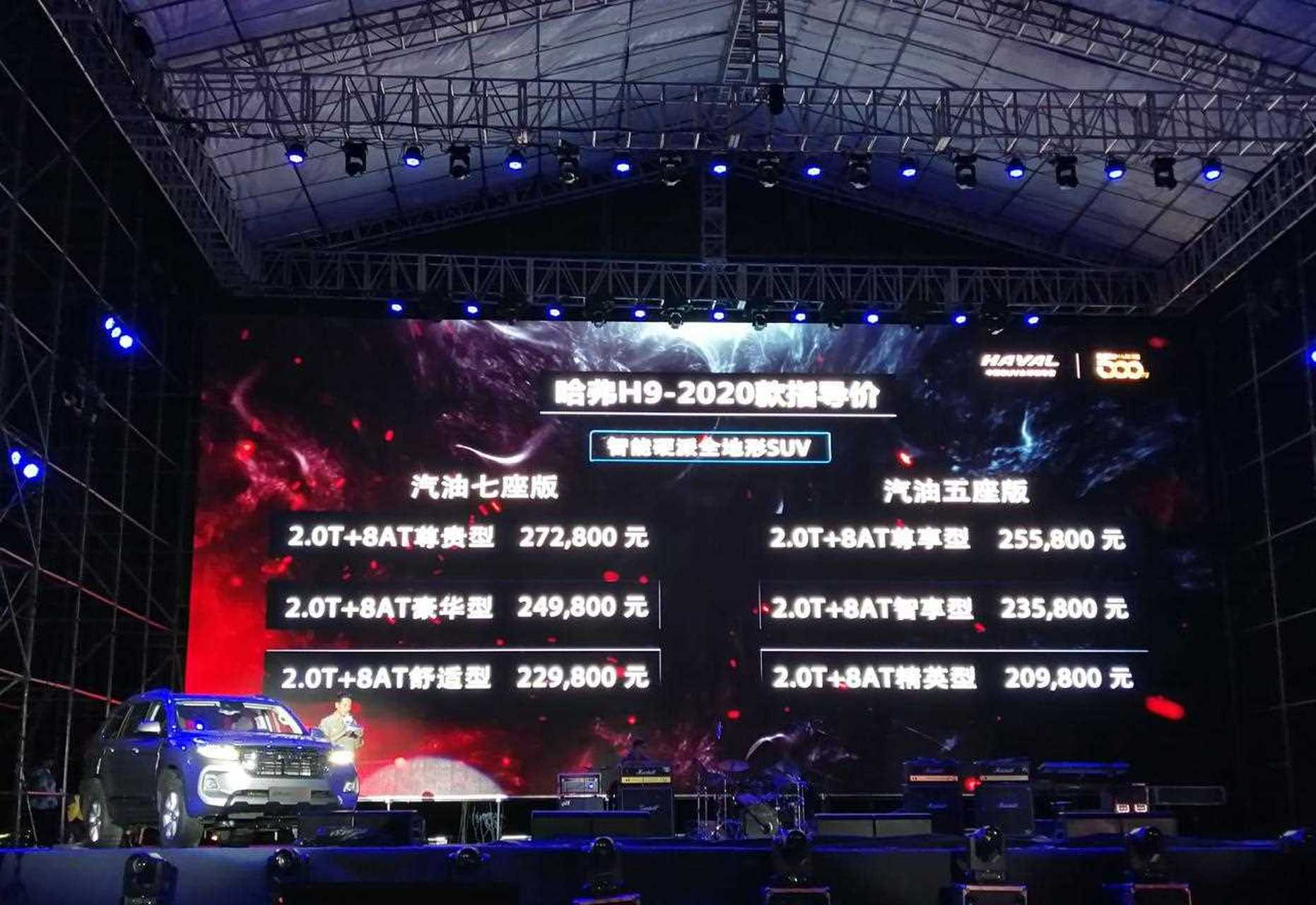 8月10日,哈弗h9 2020款正式上市,新车售价20.98-27.