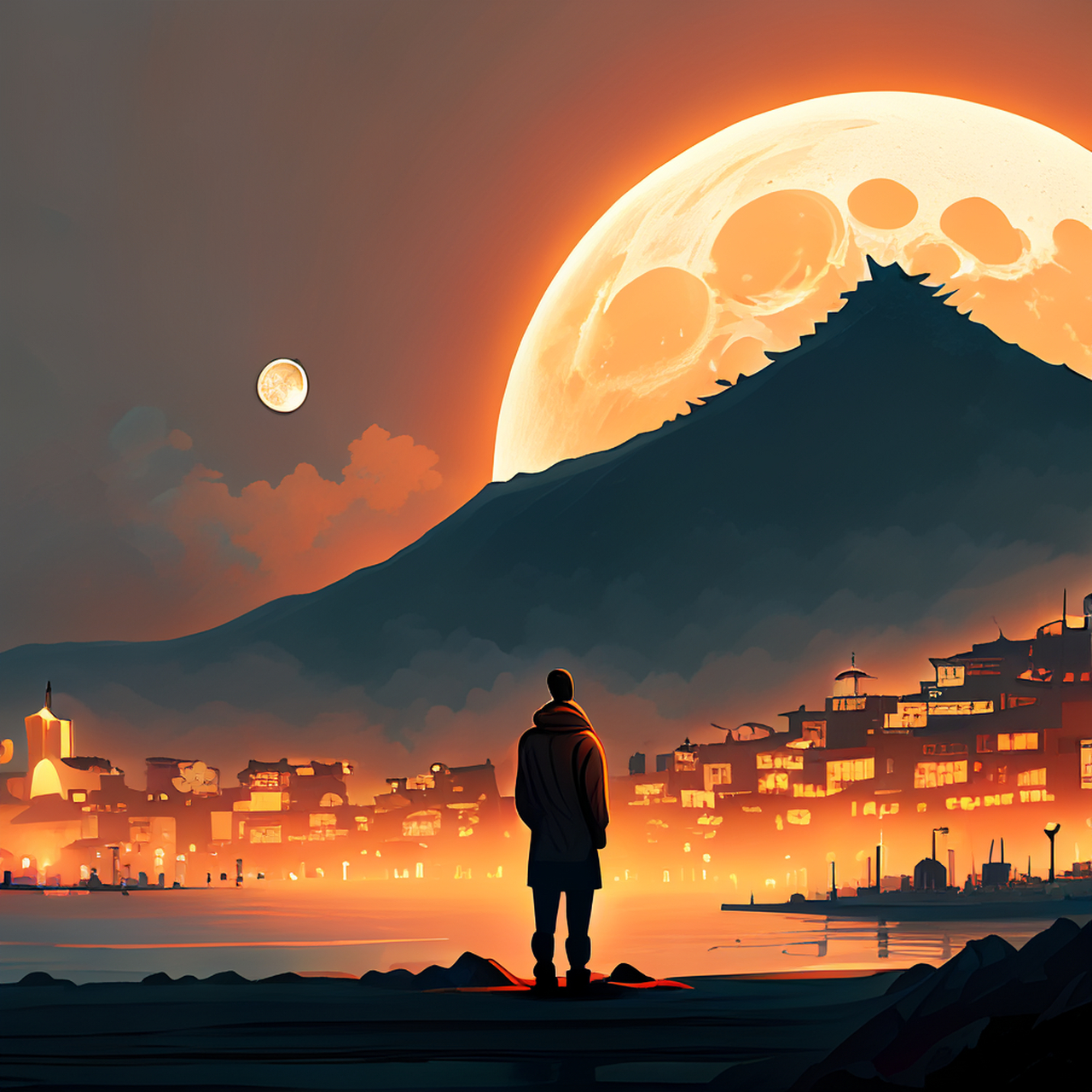 歌酒恐孤灯市月,烟霏犹噎海门山.缥缈,虚幻,明丽#百度文心一言来了