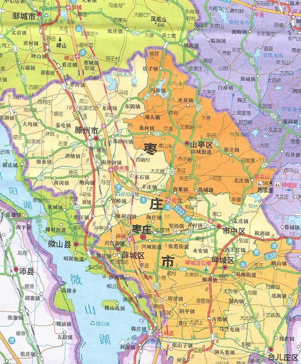 济宁市微山县把枣庄市堵的死死的,只给滕州市留了一点点湖岸,微山湖