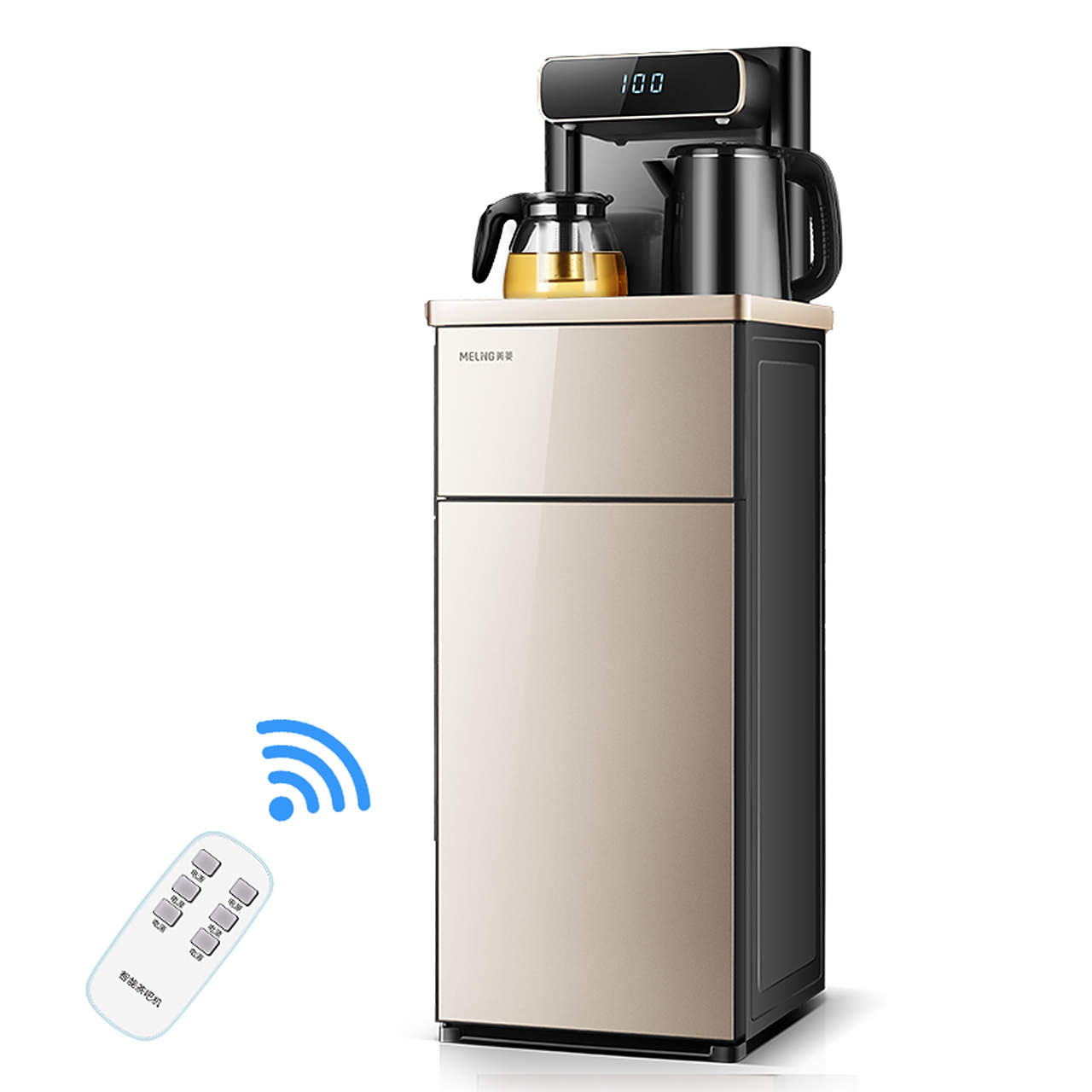 美菱(meiling)茶吧机家用饮水机多功能全自动智能遥控立式桶装水下置