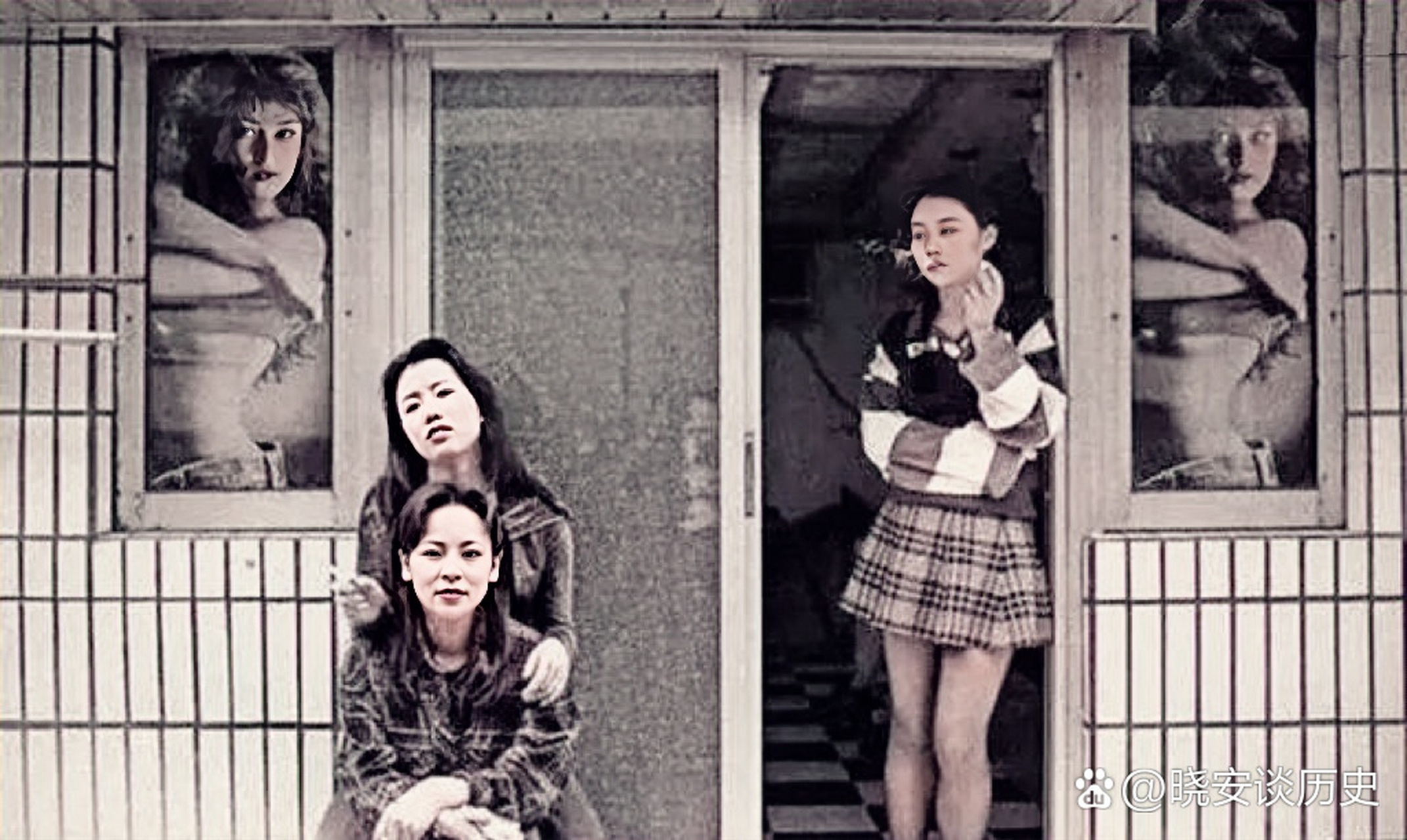 90年代,深圳,一所发廊门口的年轻女子,镜头中的她们都很漂亮,打扮的也