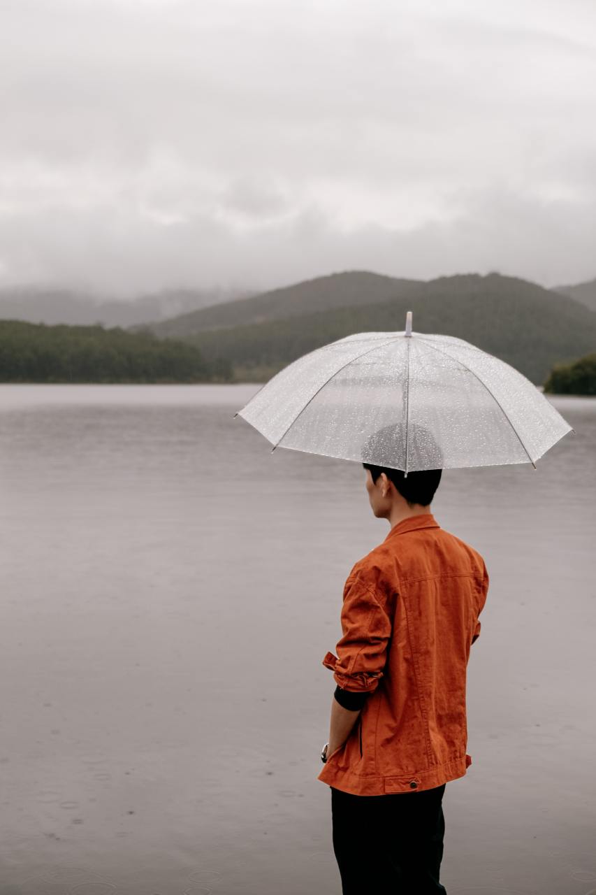 孤独雨景撑伞图片图片