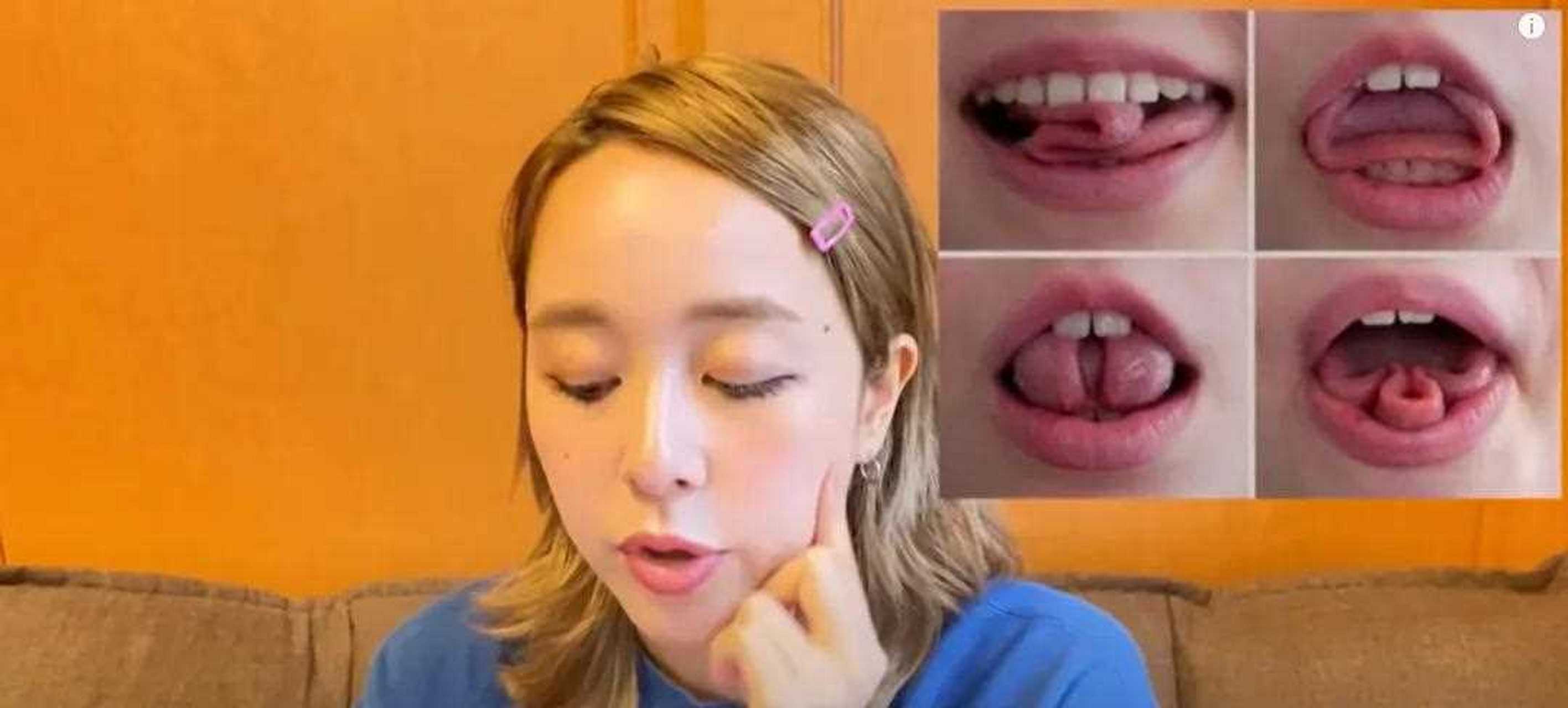日本一位女孩因为舌头太长,火成网红,并且在线用长舌头整活.