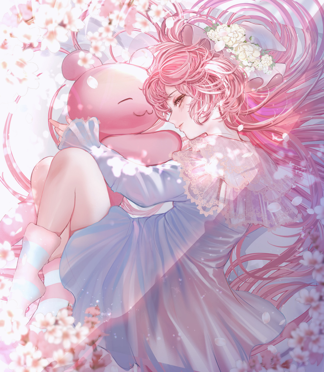 粉发少女 画师:こもりひっき