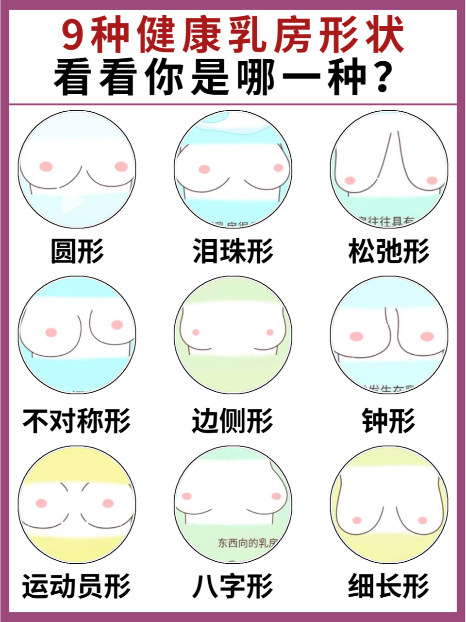 9种健康乳房形状,看看你是哪一种?  #乳房# #乳房下垂# #乳房胀痛