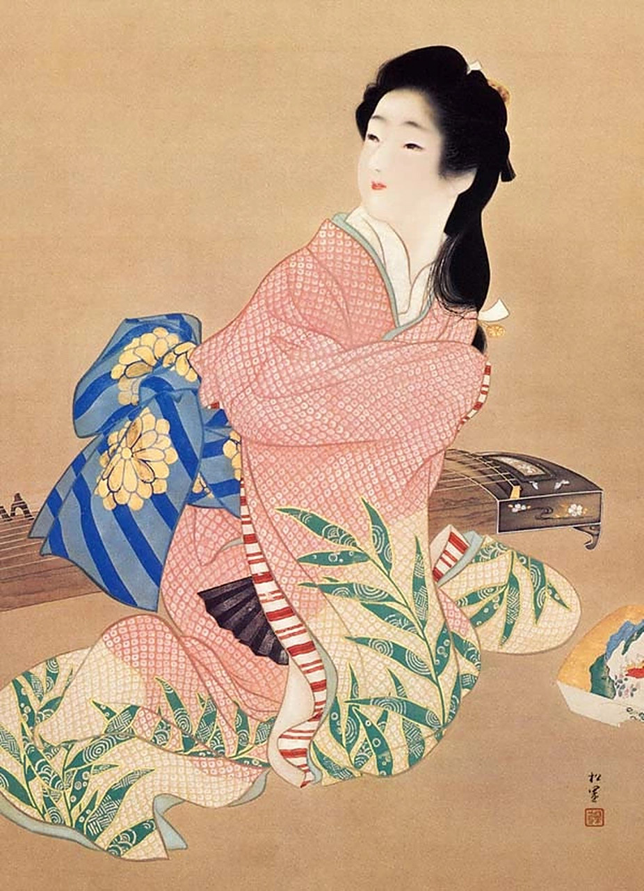 她以日本画的传统手法为基础,描绘出格调高雅的美女画,她画的美人惟