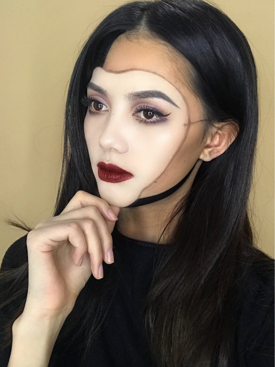 万圣节面具妆容 暗黑系特效妆教程  嘿!