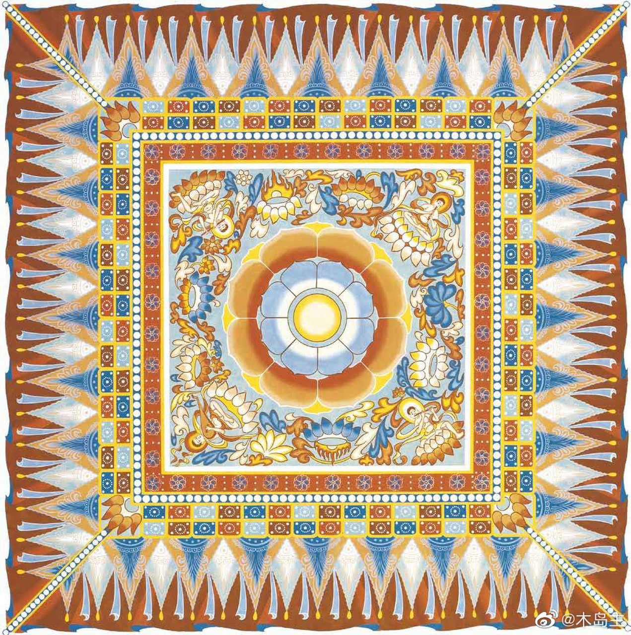 莫高窟的藻井图案,最喜欢隋代的,以下是一些临摹作品.