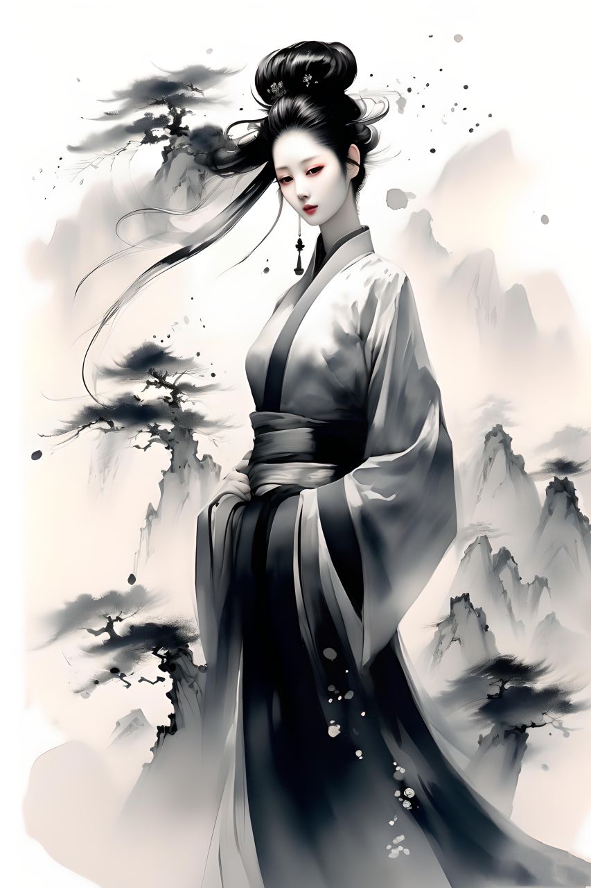 古风##古风插画##水墨画##古风美女##当代水墨画##图片##壁纸##拖像