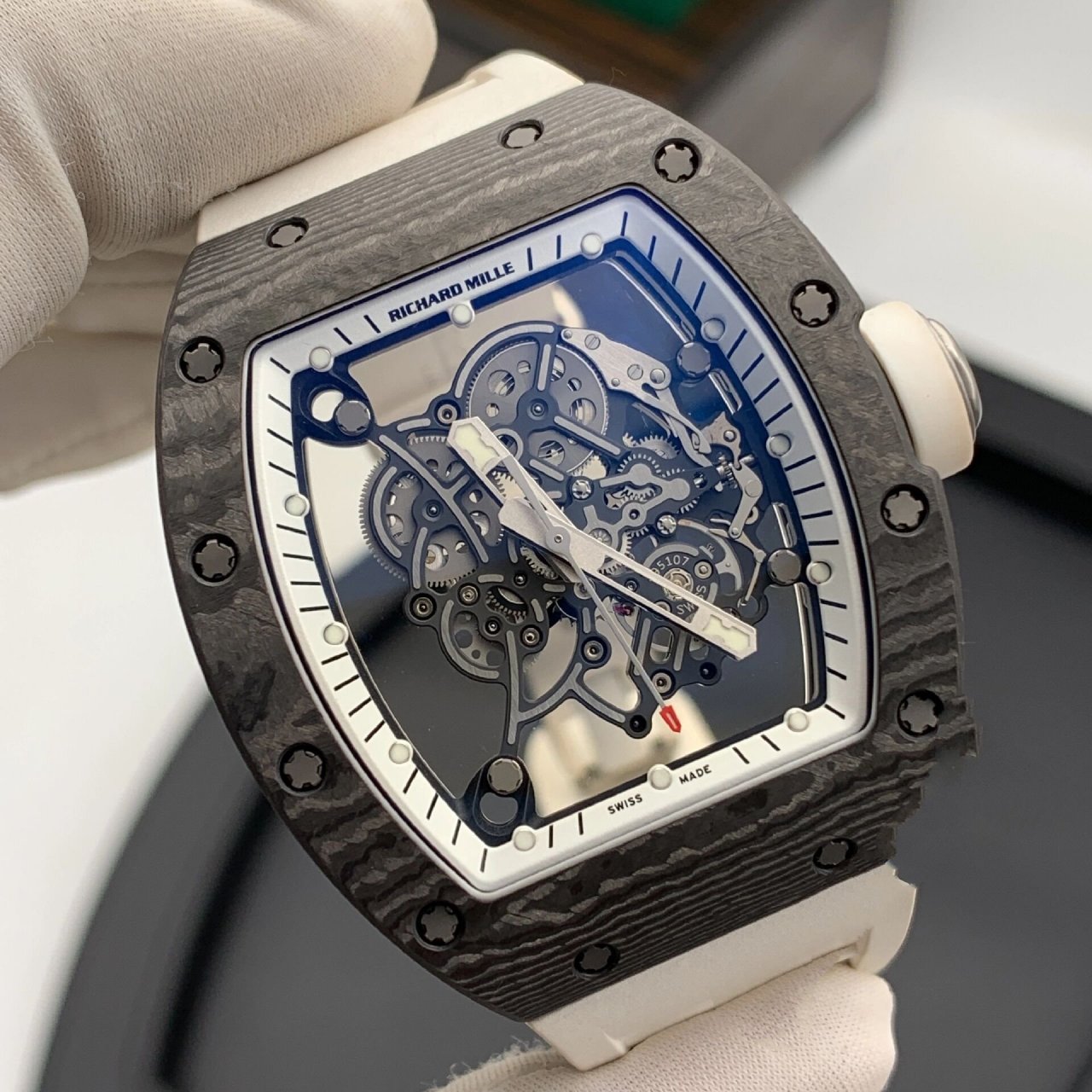 米勒rm055美洲限量	"richardmille理查德米勒 rm055黑ntpt碳纤维 美洲