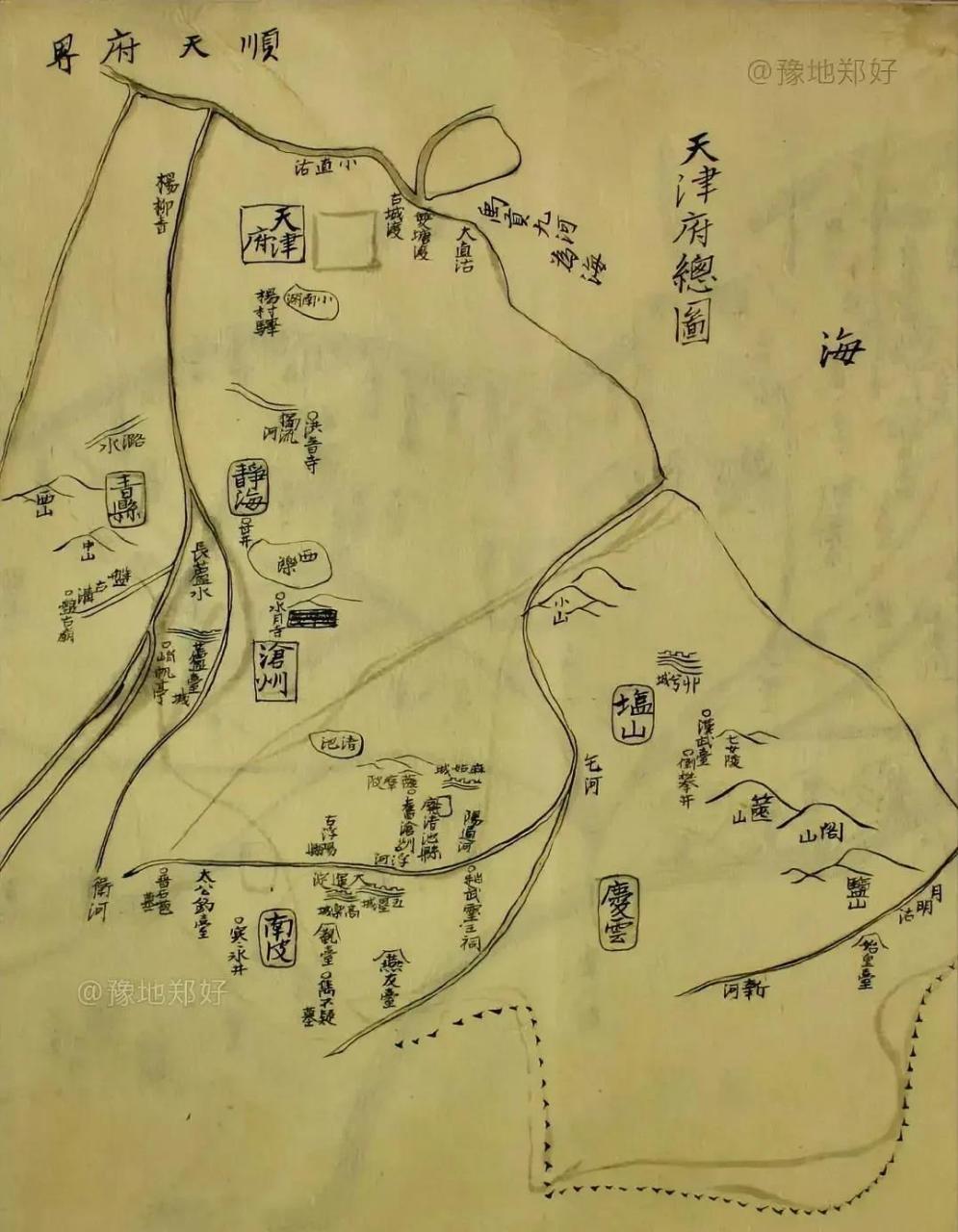 这是1810年,天津老地图,当时的天津府,天津老乡快看看,这图准确吗?