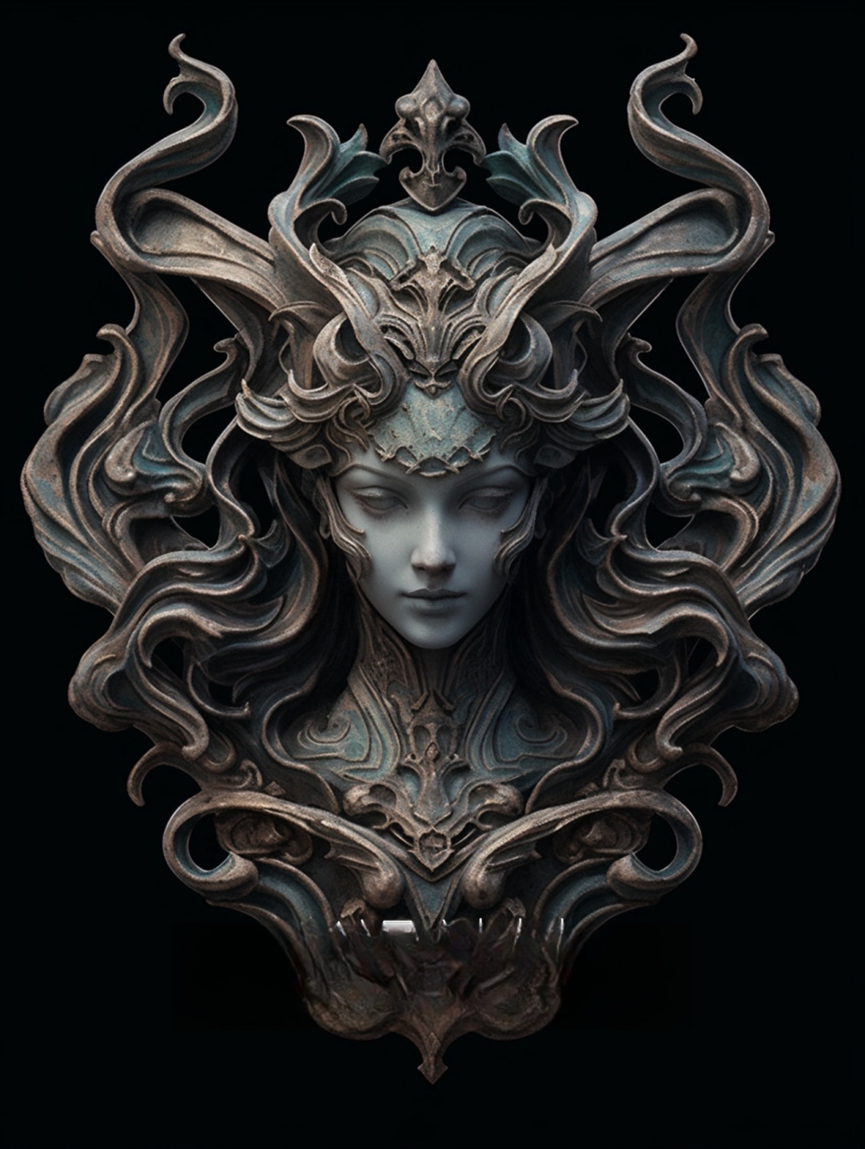 黑夜女神铜像  倪克斯(nyx),罗马神话中的黑夜女神,是原始神之一,代表