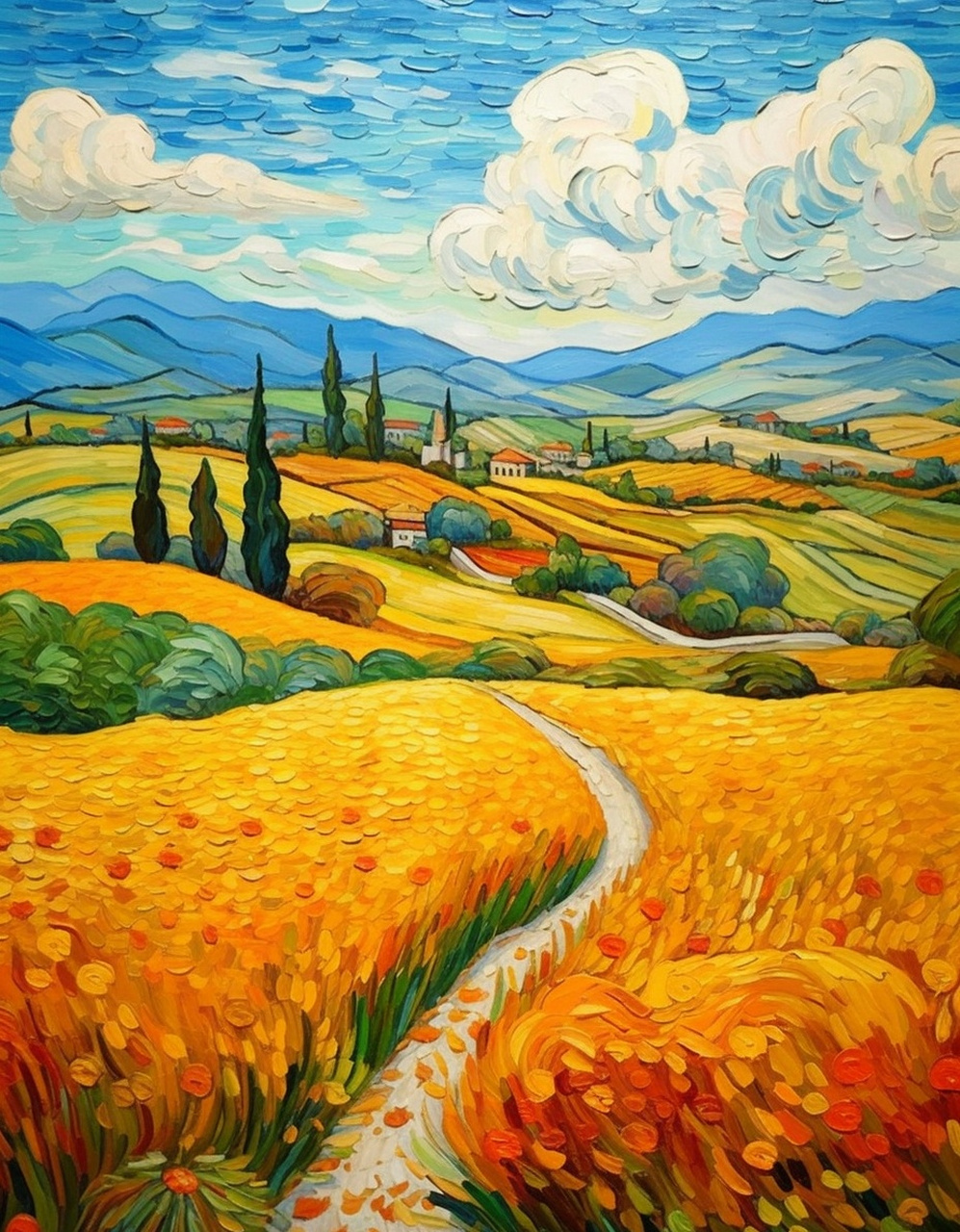 梵高油画风格--van gogh landscape  文森特·梵高,这位荷兰画家,以他