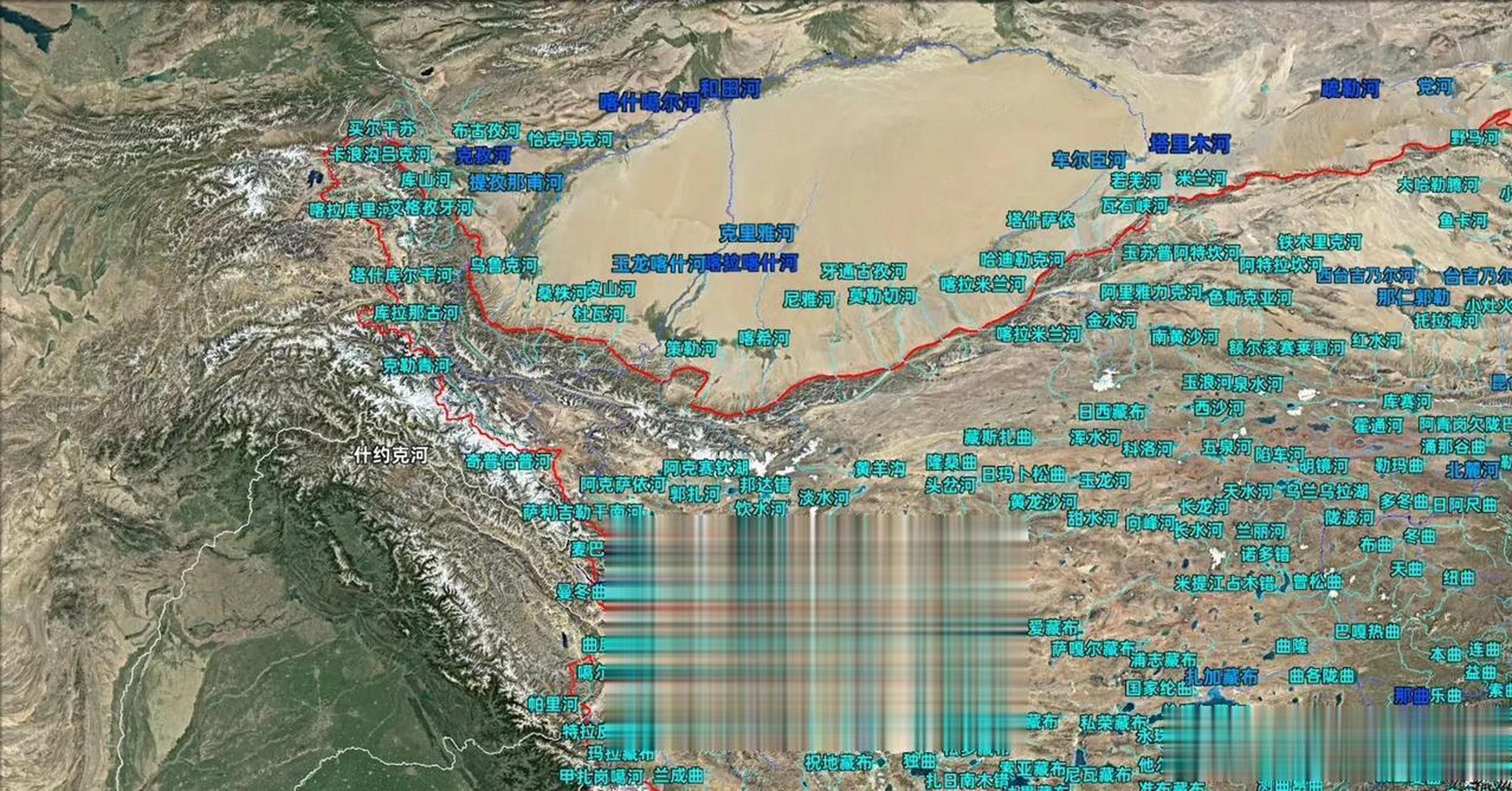 青藏高原地区河流湖泊分布统观图