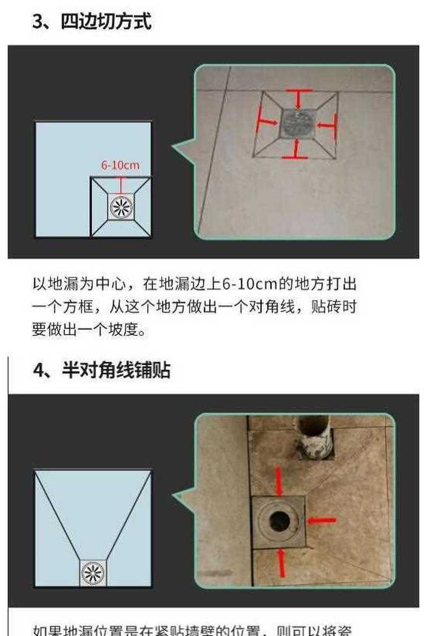 地漏铺贴方法图片