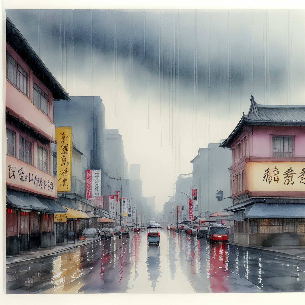 下雨的小镇.