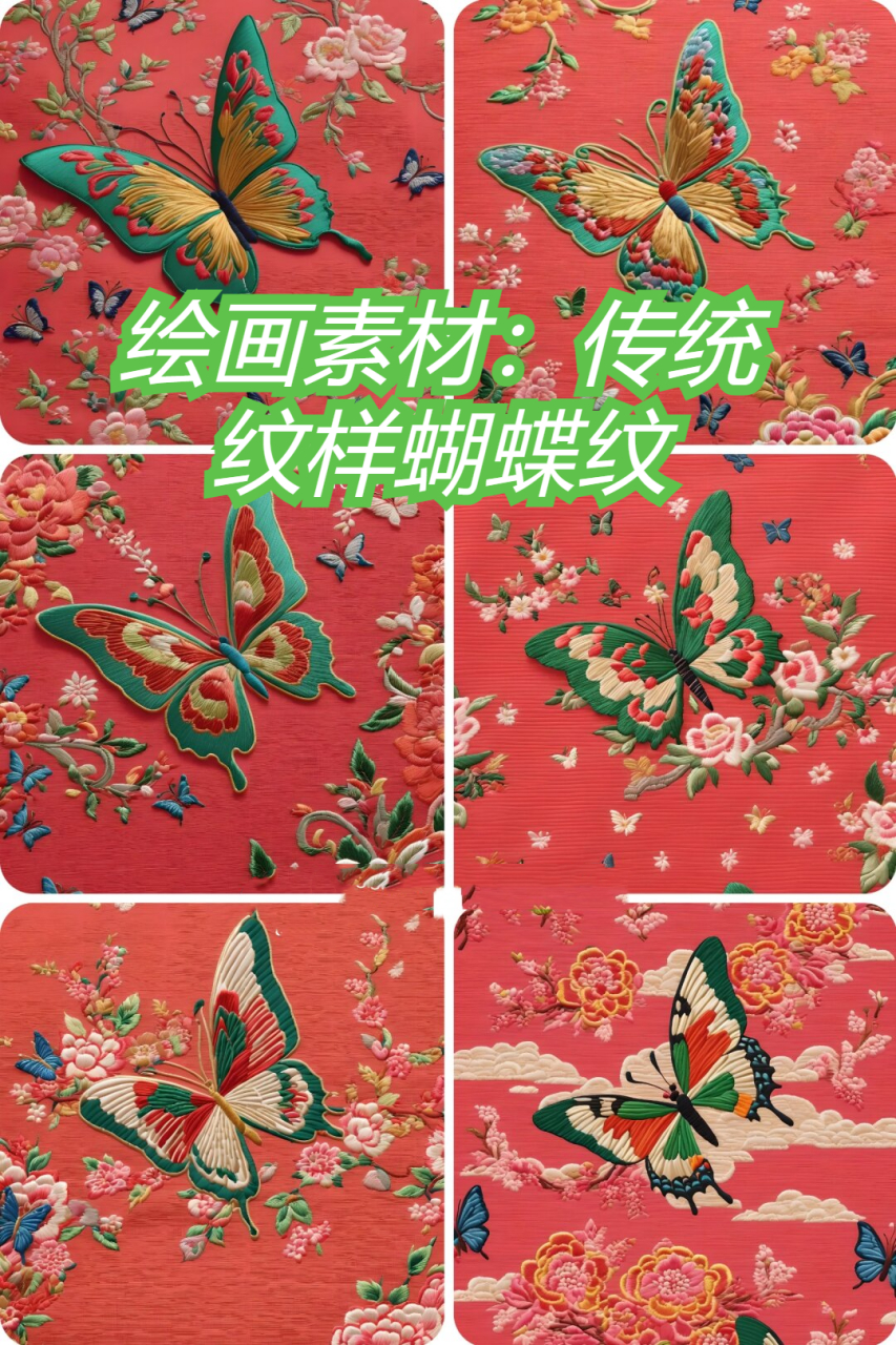 绘画素材:传统纹样蝴蝶纹  蝴蝶纹,作为一种传统的纹样,以其独特的