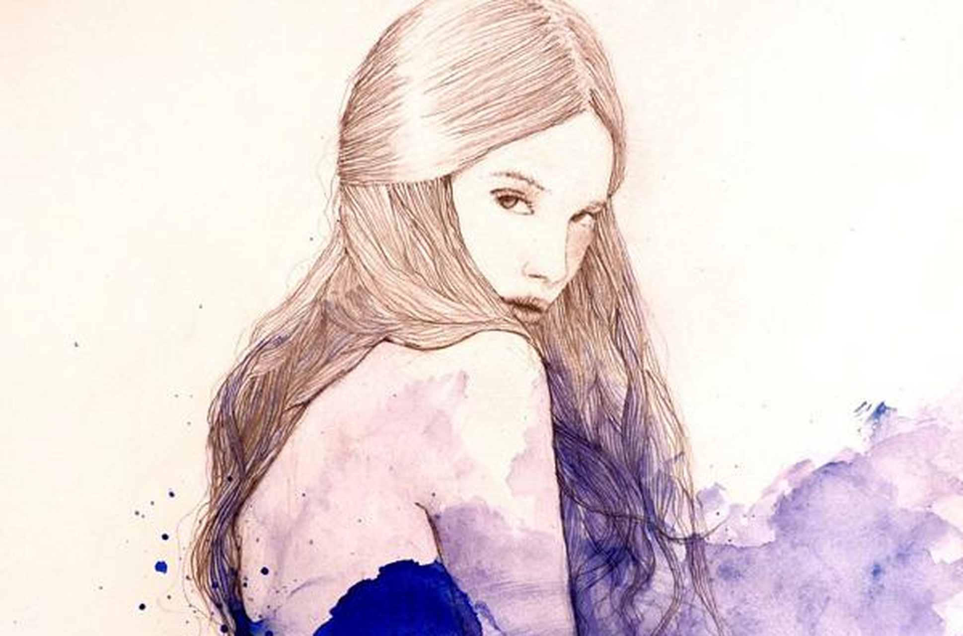 让人怦然心动!sarah bochaton 水彩肖像插画[悲伤]
