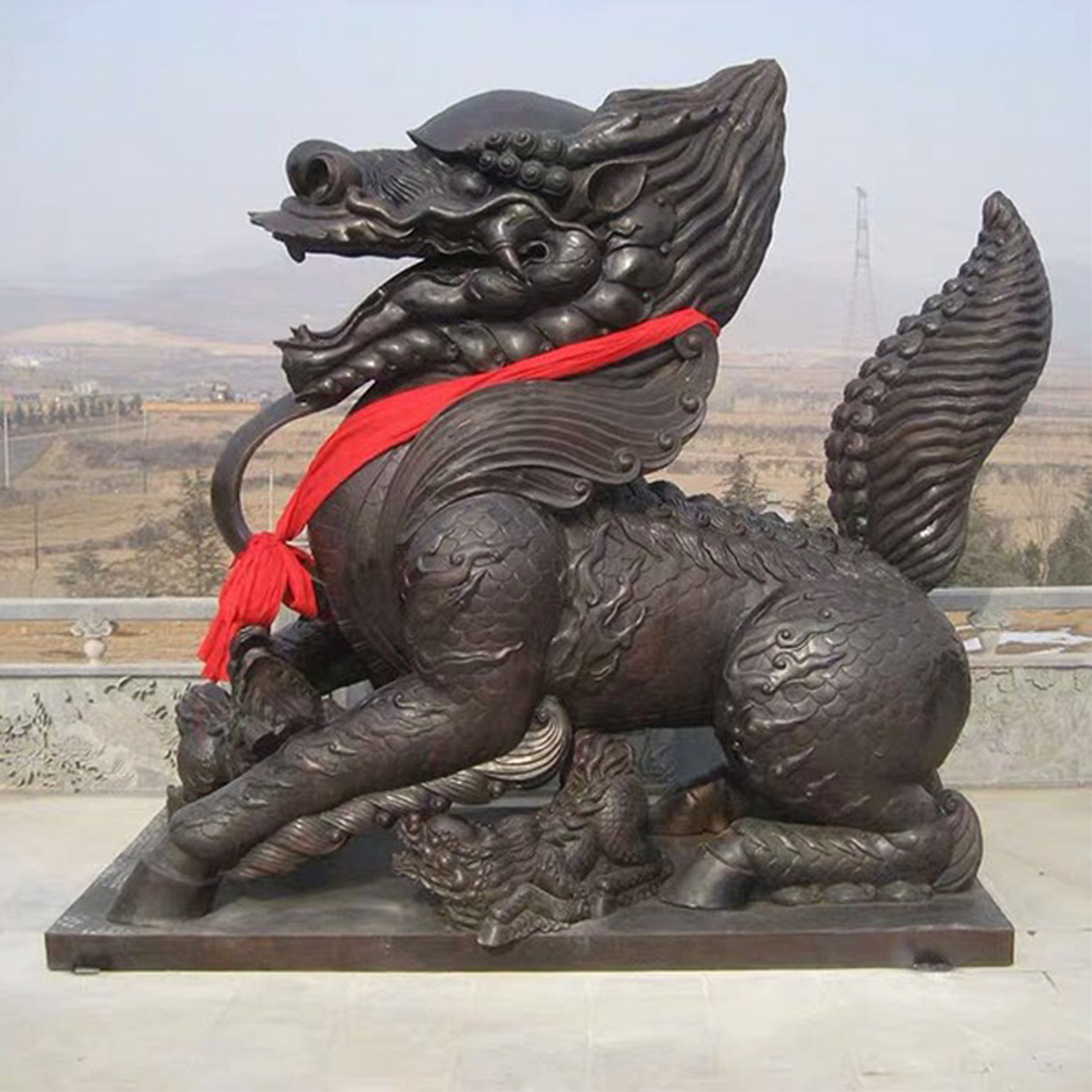 纯铜麒麟雕塑 2米铜麒麟