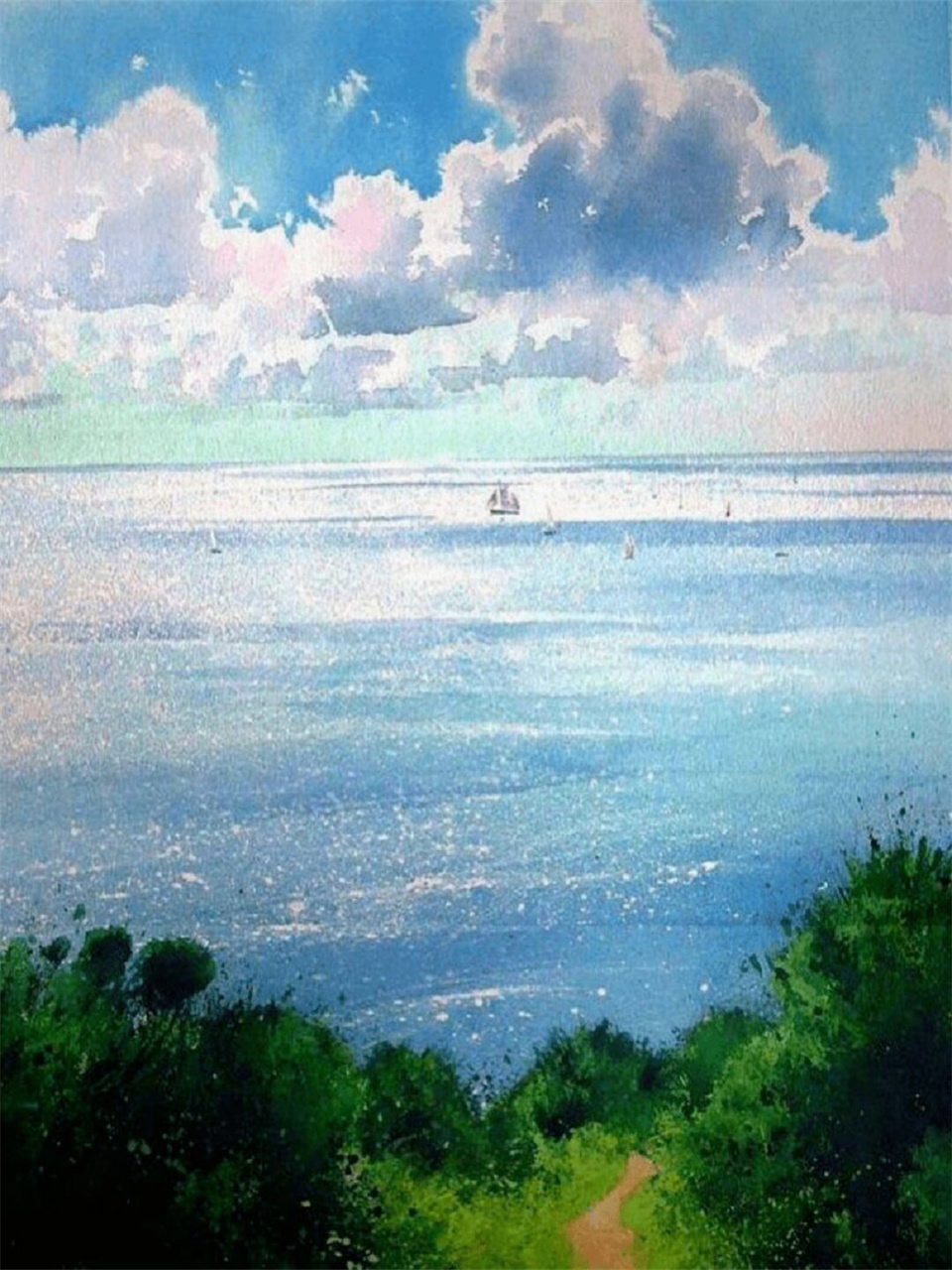 海水  由于他出生在海边,海洋和海景便成为了理查德·索恩绘画的永恒