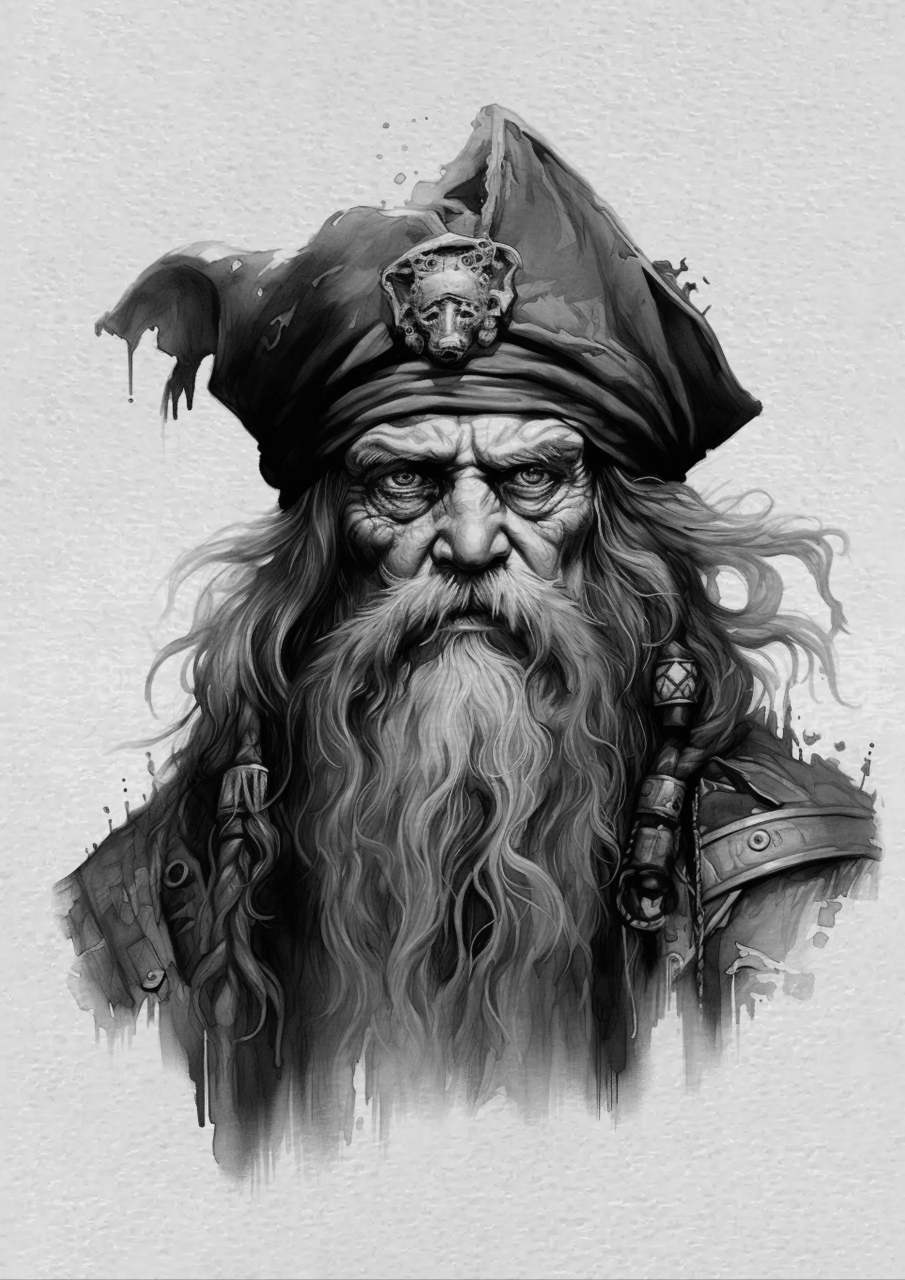 ai海盗纹身手稿  海盗,作为航海史上一个令人着迷的话题,一直被人们津