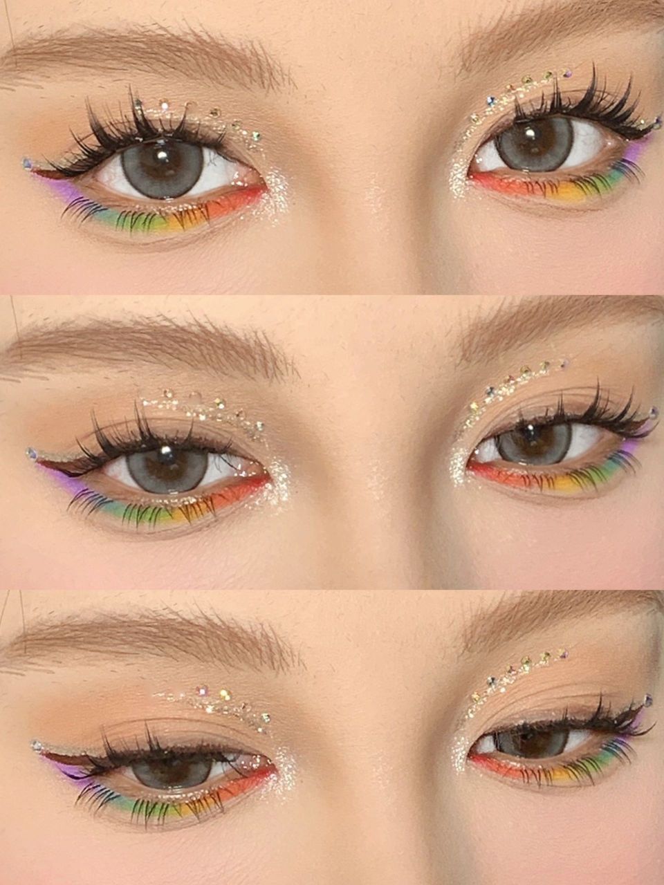 夏日限定眼下卧蚕碎钻彩虹眼妆附教程 画了这个妆还出去次了顿火锅