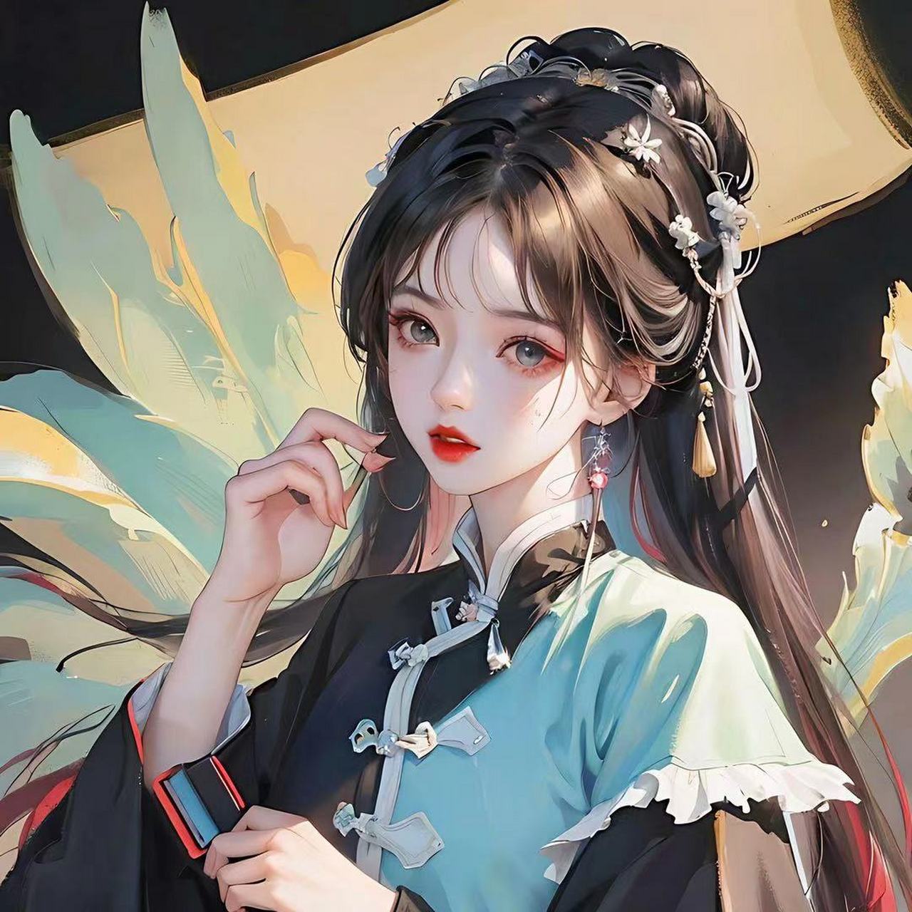 古风小姐姐黑色系简约头像 #古风头像# #ai艺术季