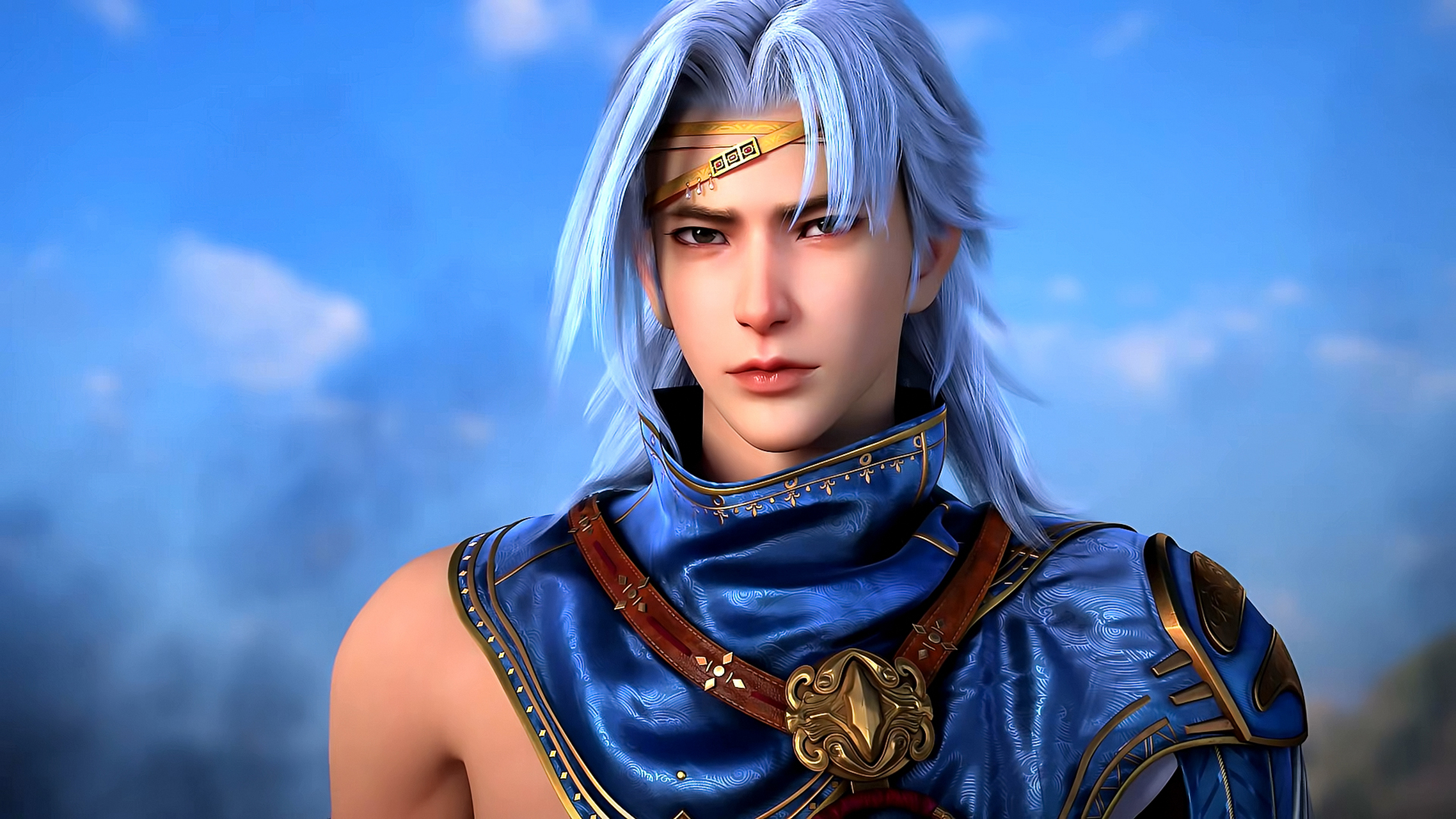 国漫男神|《神澜奇域无双珠》蓝歌与法铧4k高清壁纸:两人分别来自法域