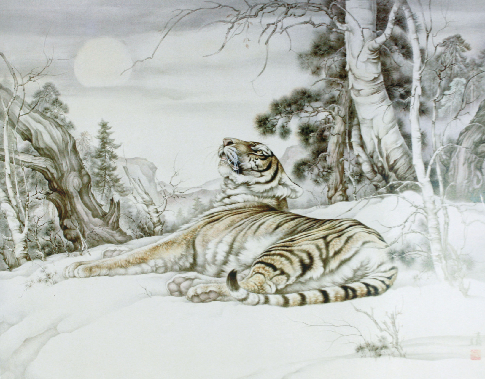 高清:田书翰老虎#工笔# #工笔画# #最美工笔画