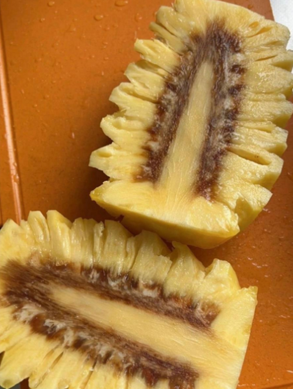 新买的菠萝,说是糖心菠萝,还是第一次见这种品种