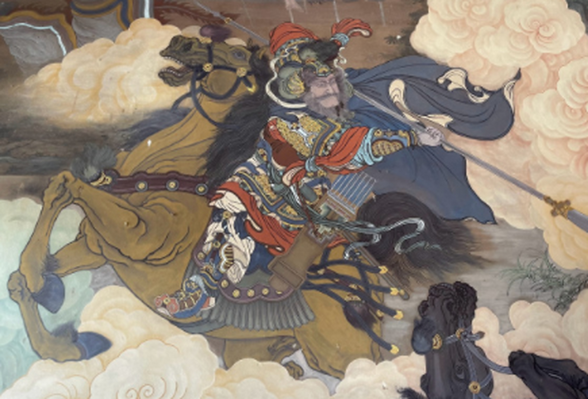 大同关帝庙里新绘的壁画和新塑的彩塑,水平还挺好的,超过99%现在寺庙