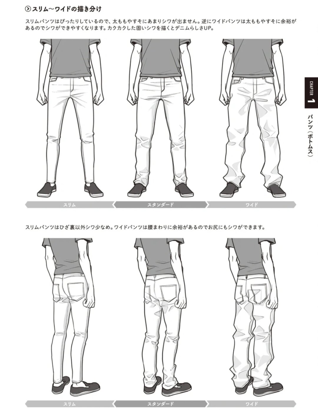 一组褶皱参考素材一定要收藏的裤子画法  以下是裤子画法的褶皱参考