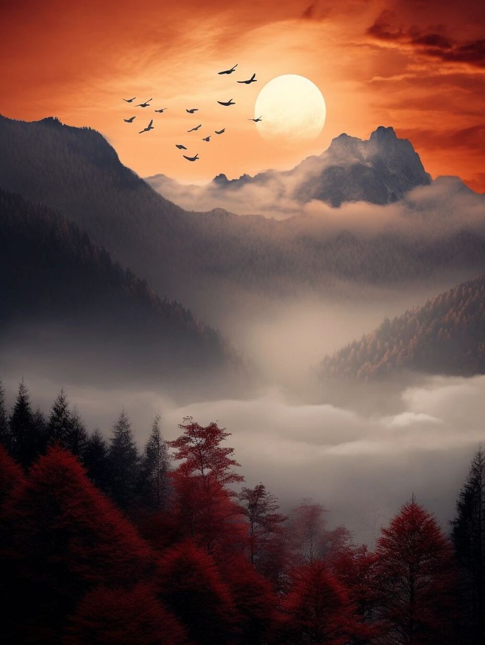 我想把我喜欢的立刻分享给你  其实内心还是很忐忑的,这组红月亮画面