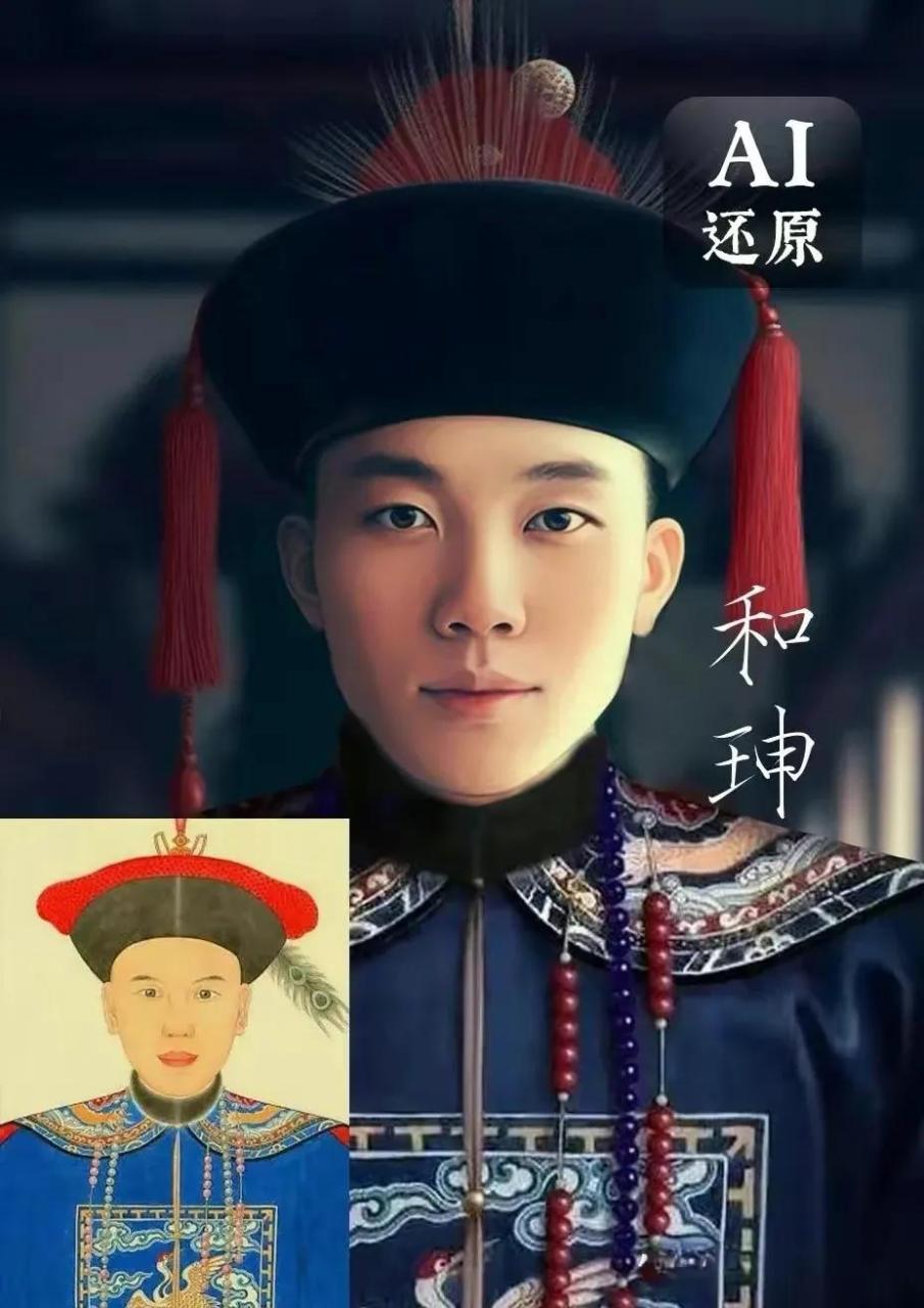 北京恭王府有和珅真实的画像,ai绘画还原和珅相貌.