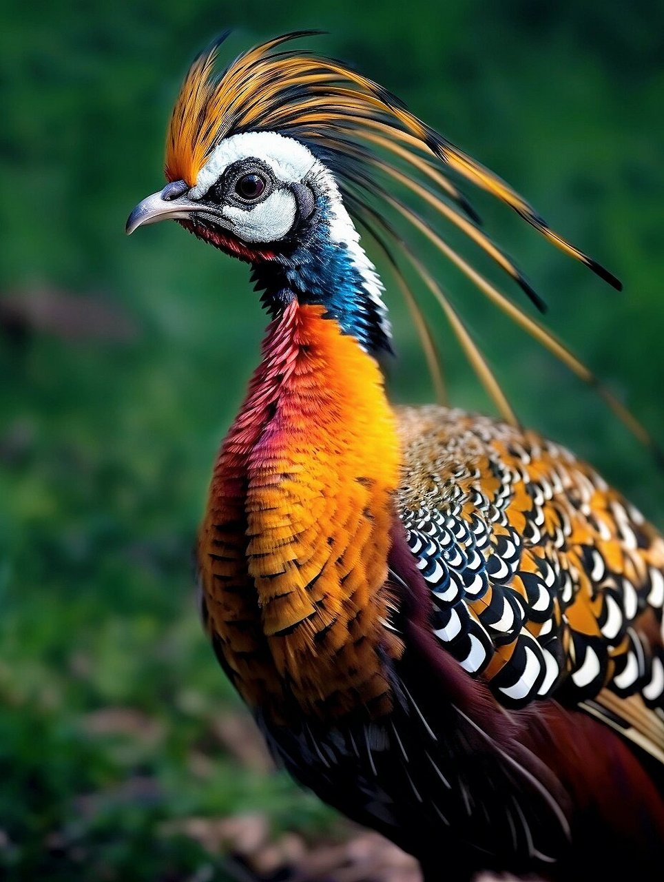 绘画素材1000|五彩锦鸡  像神话故事里的鸟!