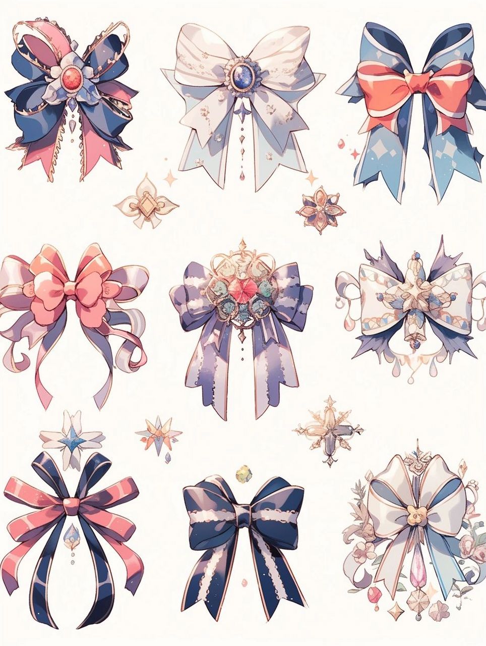 蝴蝶结素材|电子手帐插画素材分享|第一弹  宝藏三连哦