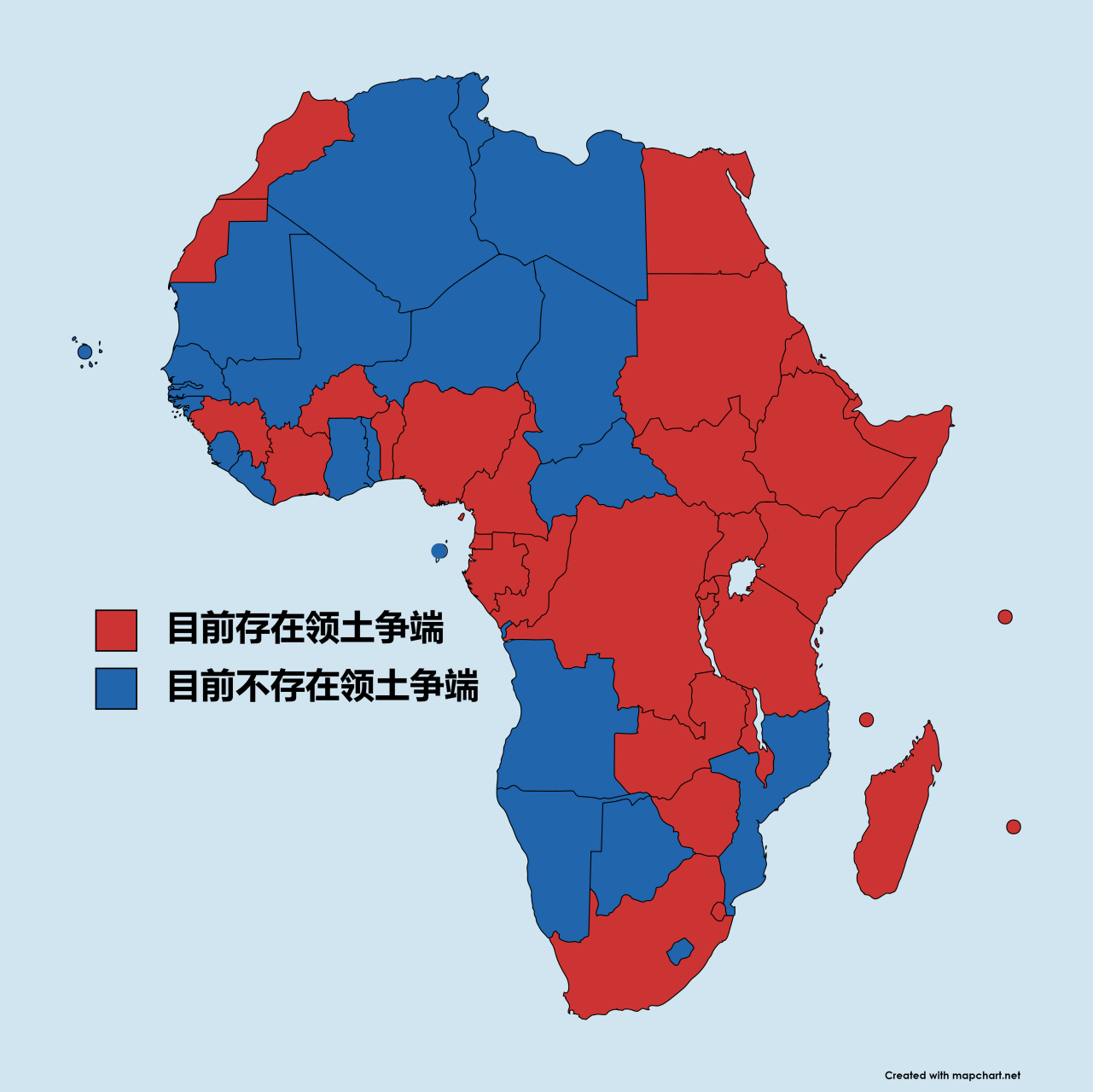 非洲存在领土争端的国家分布.