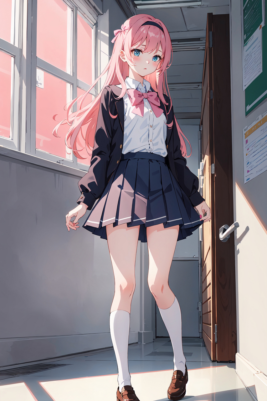 粉毛jk[期待][滑稽]  #二次元美图