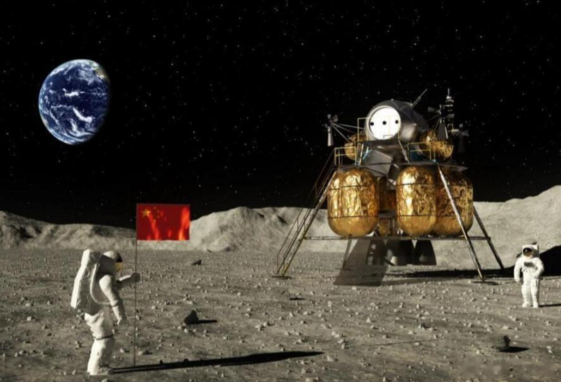 有网友在讨论中国航天员登月后,应该说什么才能在气势上压倒那句"个人