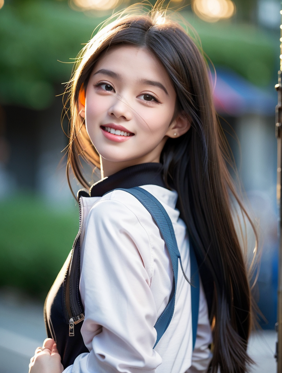 长发飘飘的美女回眸一笑,有没有美到你?