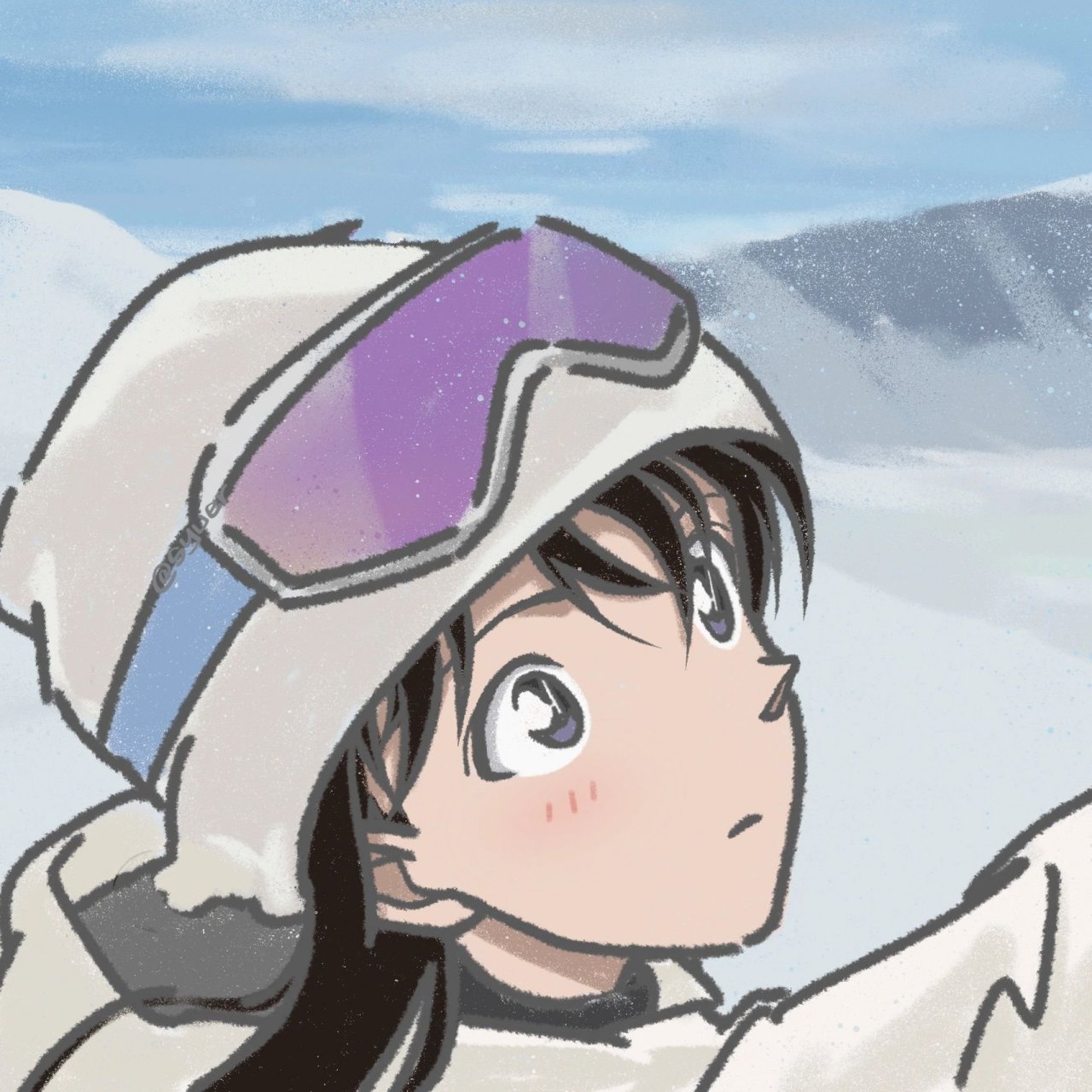 名侦探柯南工藤新一小兰|情侣头像	"滑雪嘛 赶着摔跤的那种哦 	 禁止