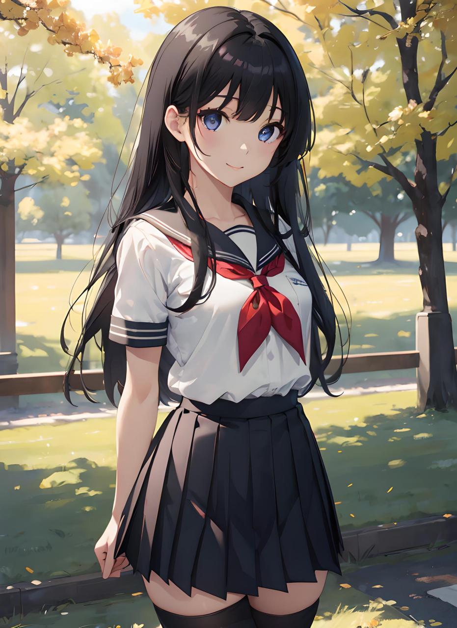 日漫二次元校园风萝莉 日漫二次元校园风萝莉,她黑色的长发如夜空中的