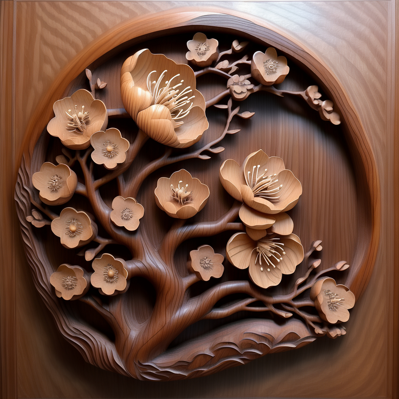 动态30天打卡挑战# ai画作:梅花木雕 #文心一格ai绘画