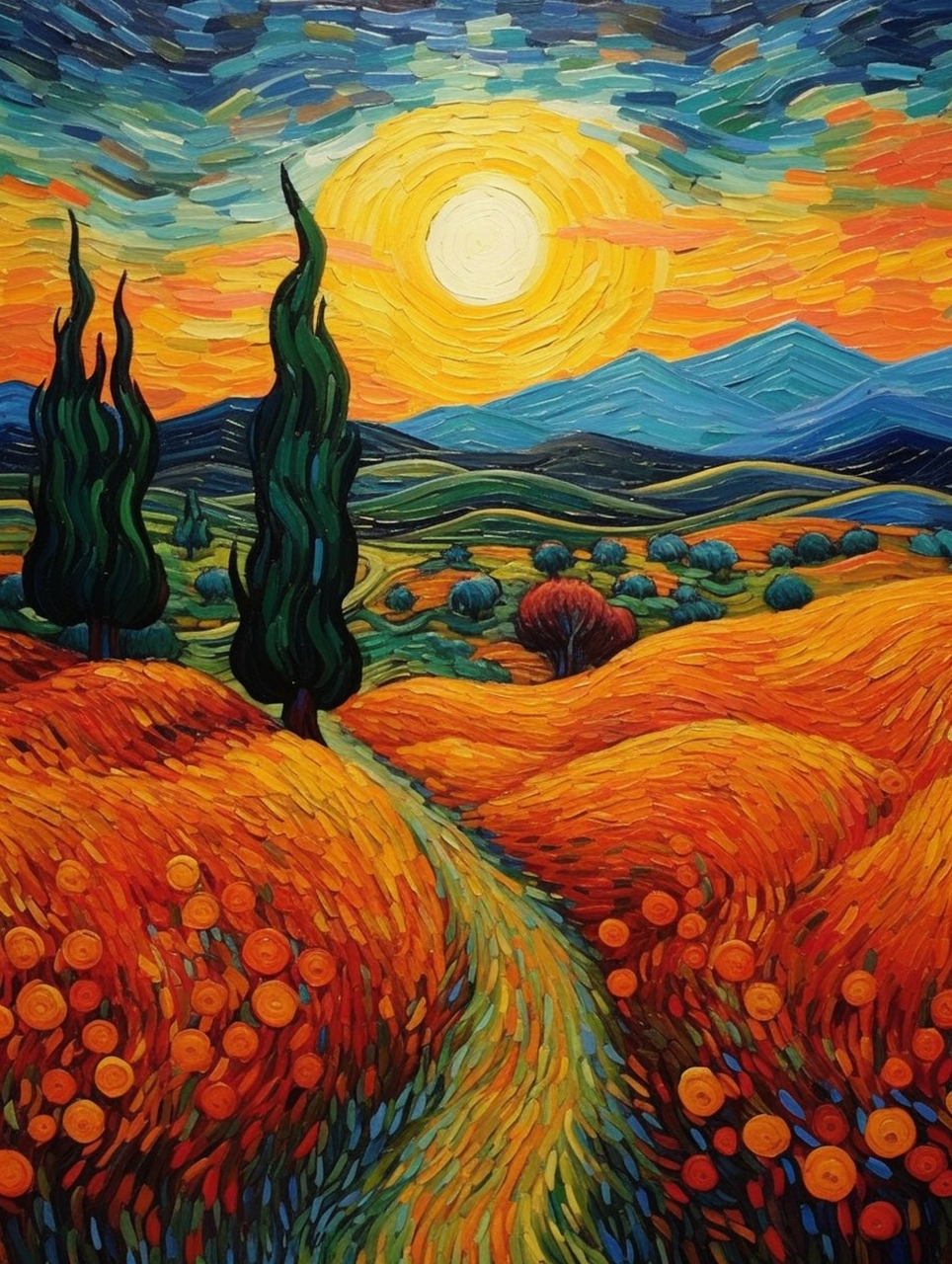 绚烂星空下的梵高油画风格  梵高(vincent van gogh)是荷兰后印象派