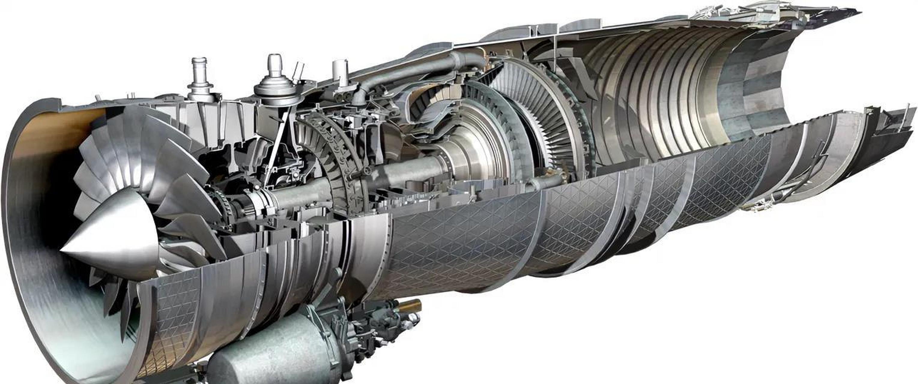 战机喷气式发动机的内部构造,纯纯的金属空间设计,各种扇叶各种气流