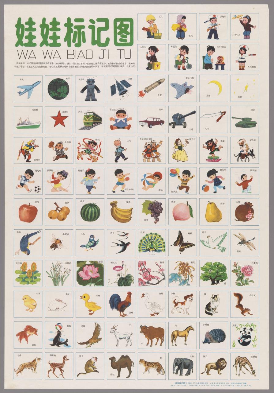 1981年出版的儿童识字挂图.