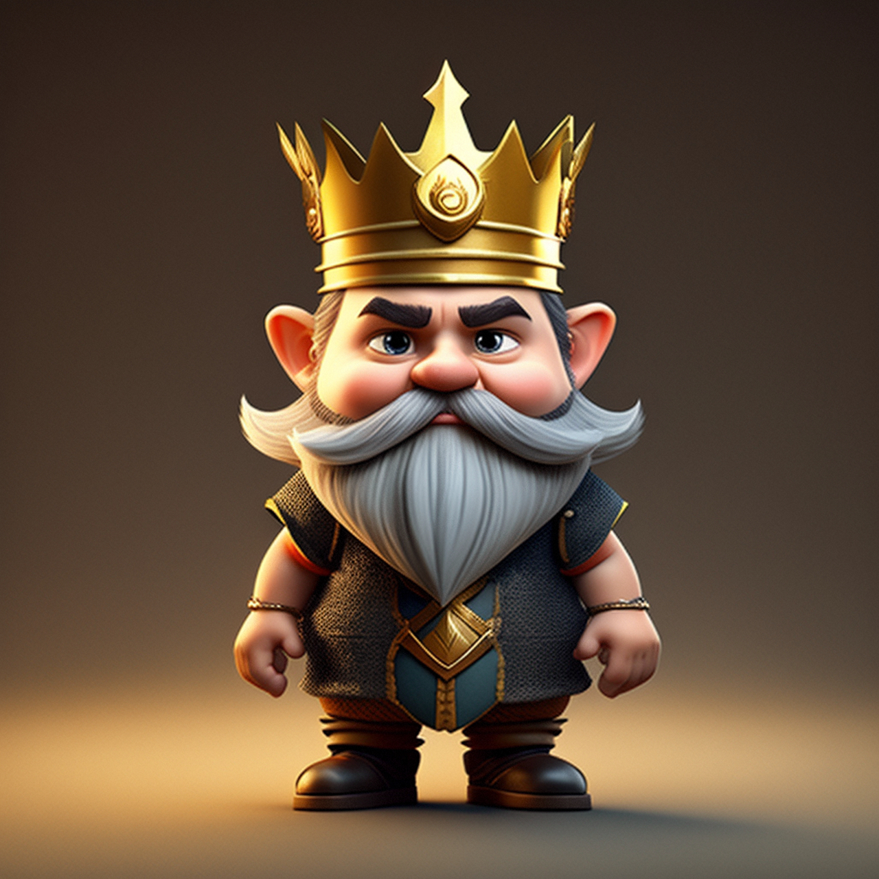 制定关键词: 小矮人,大胡子,带着王冠,穿着盔甲,皮克斯风格