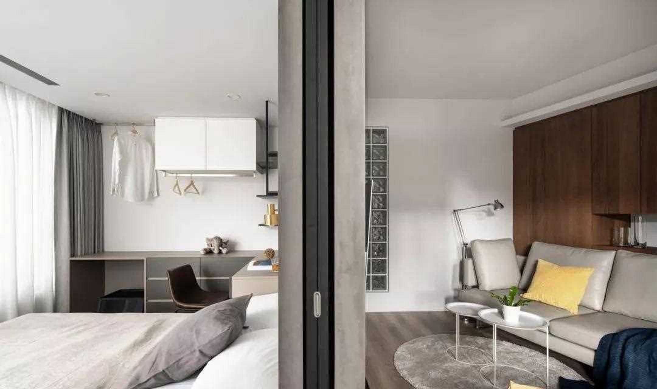 复古木质与水泥质感的结合 今天分享的是一套建筑面积46平米的小户型